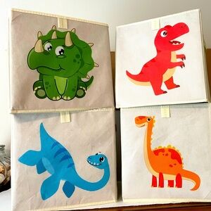 New set of 4 Dinosaur 11” Fabric Storage Cubes
